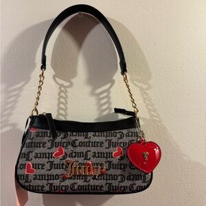 Juicy Couture I Heart Juicy Shoulder Bag Black red hearts  NWT valentines